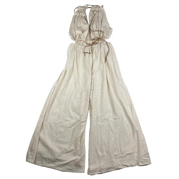 Cuca Strappy Cutouts Adjustable Canvas Jumpsuit with Secret Pants S/M - Picture 1 of 9